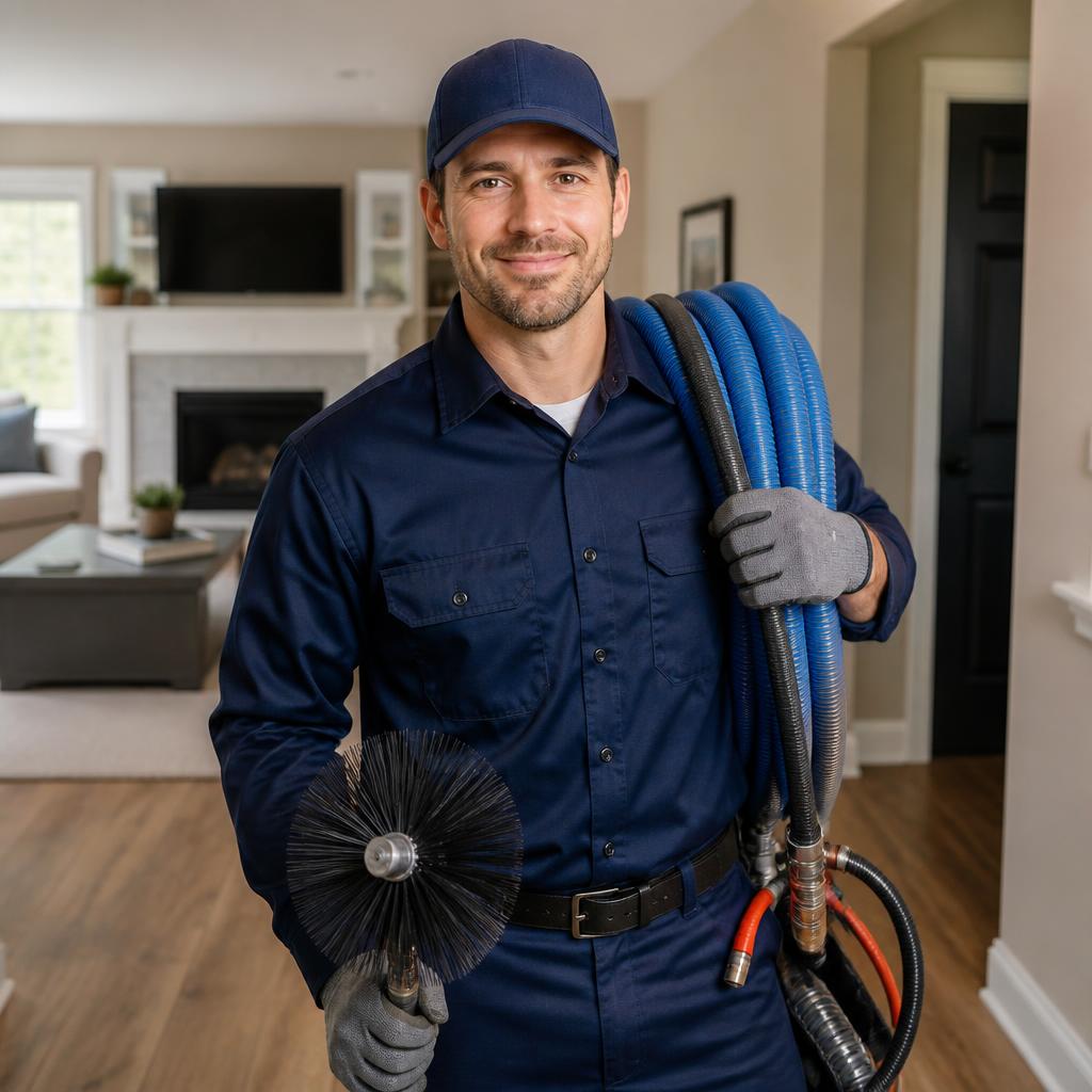 AirFlow Pro duct cleaning technician inspecting a supply vent